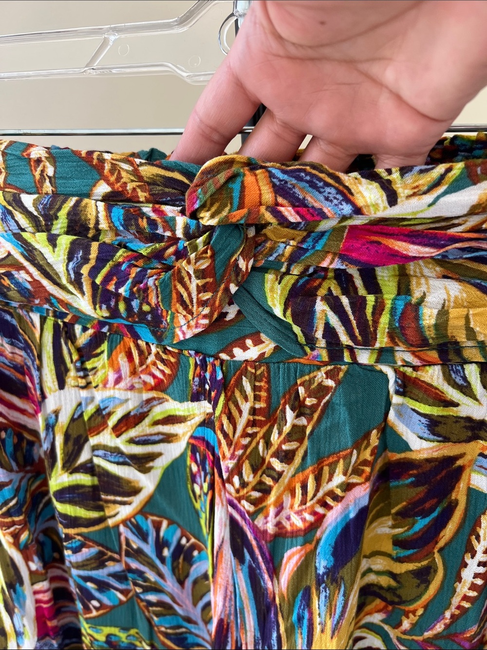 Democracy tropical leaf print evergreen Flounce Hem high low Midi Skirt XL - Picture 7 of 11